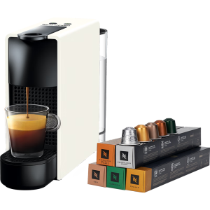 Nespresso奈斯派索 胶囊咖啡机及胶囊咖啡套装 Essenza mini意式全自动家用办公nes咖啡机 C30白色及温和淡雅5条装